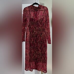 Bar III Floral Long Sleeve Dress in Red and Black